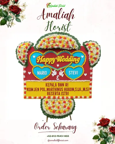 Karangan Papan Bunga Pernikahan di Solear